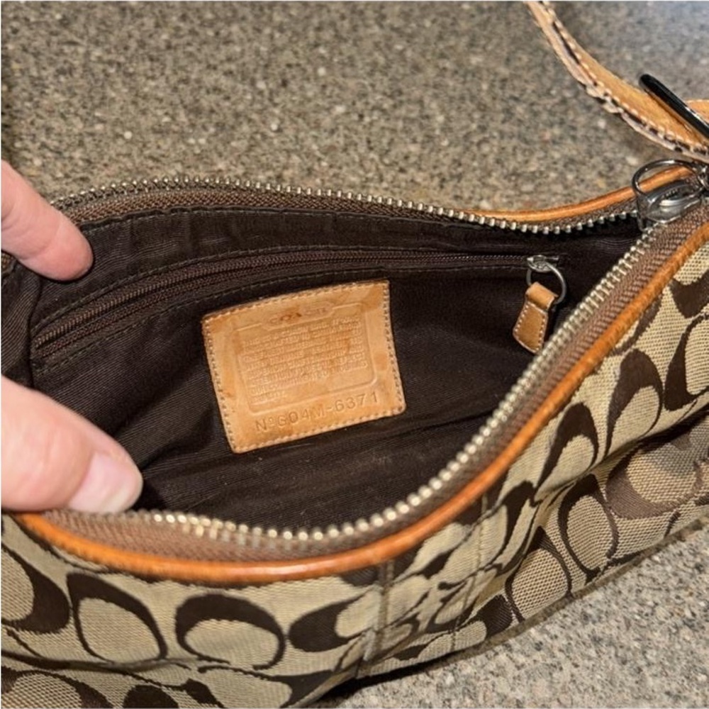 Coach Signature Brown and Tan Belt Bag